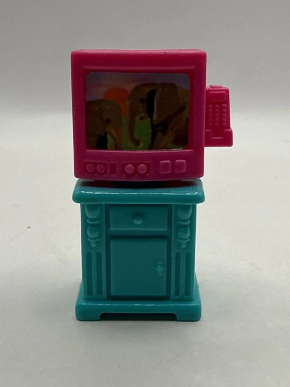 Vintage Fisher Price Sweet Streets Dollhouse TV Pink Teal Y2K Toy Aesthetic